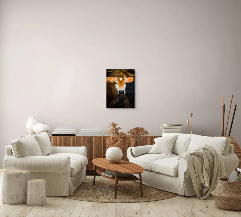 Tablou Canvas, "Vaca sub cerul dimineții aurii", 39 x 54 cm – poza 5
