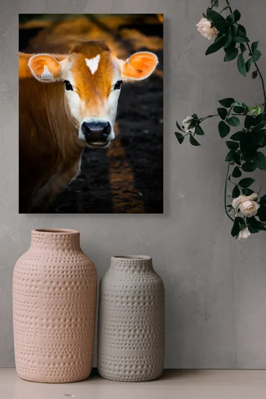 Tablou Canvas, "Vaca sub cerul dimineții aurii", 39 x 54 cm – poza 6