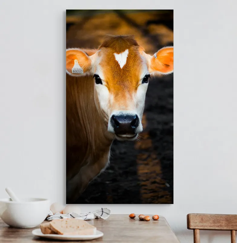 Tablou Canvas, "Vaca sub cerul dimineții aurii", 50 x 90 cm – poza 3