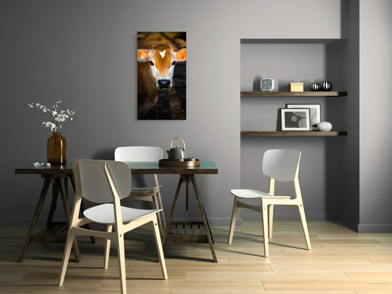 Tablou Canvas, "Vaca sub cerul dimineții aurii", 50 x 90 cm – poza 4