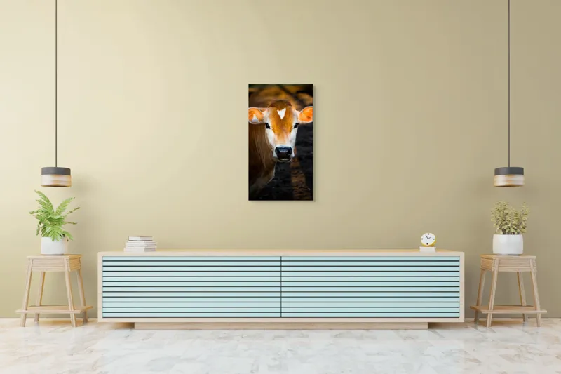 Tablou Canvas, "Vaca sub cerul dimineții aurii", 50 x 90 cm – poza 6