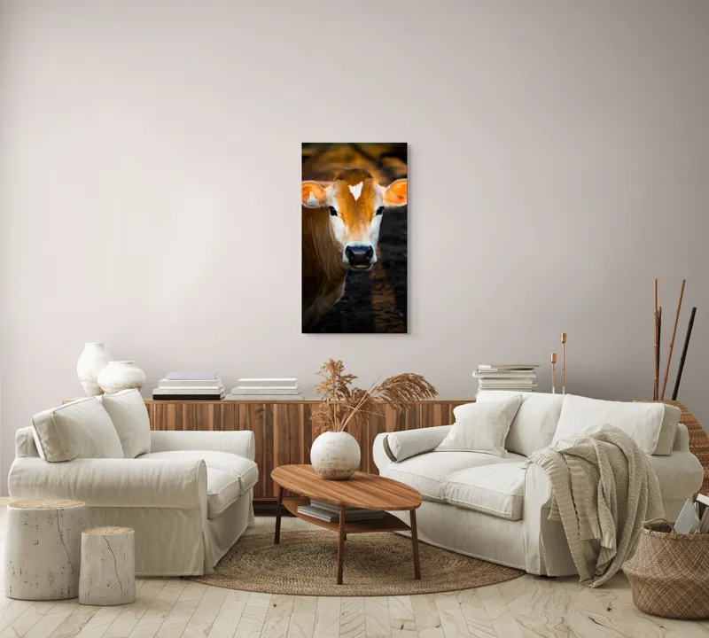 Tablou Canvas, "Vaca sub cerul dimineții aurii", 50 x 90 cm – poza 7