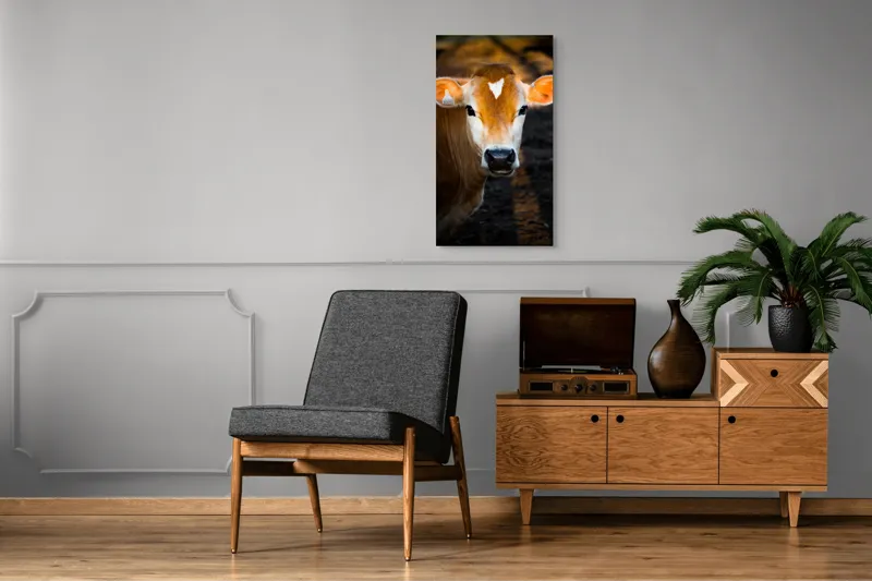 Tablou Canvas, "Vaca sub cerul dimineții aurii", 50 x 90 cm – poza 8