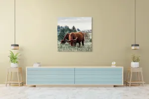 Tablou Canvas, "Bivoli păscând pe dealuri verzi", 100 x 100 cm – poza 5