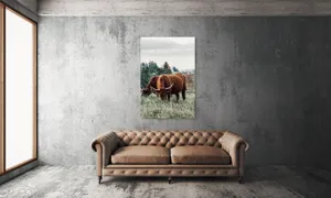Tablou Canvas, "Bivoli păscând pe dealuri verzi", 100 x 150 cm – poza 6