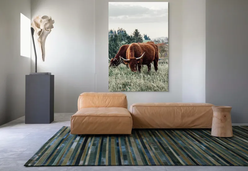 Tablou Canvas, "Bivoli păscând pe dealuri verzi", 100 x 150 cm – poza 7