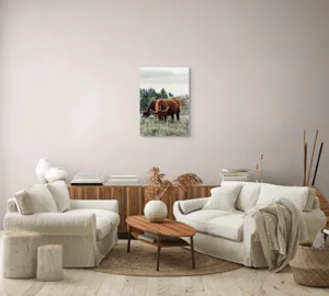 Tablou Canvas, "Bivoli păscând pe dealuri verzi", 50 x 70 cm – poza 4