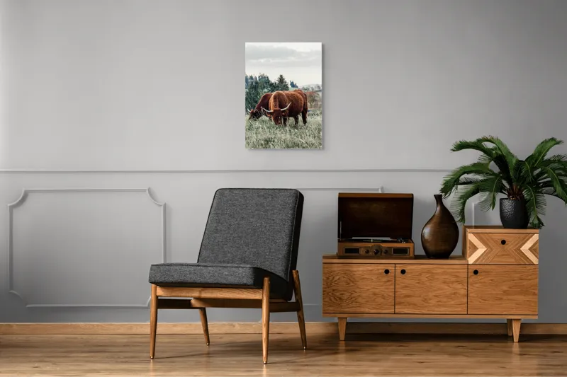 Tablou Canvas, "Bivoli păscând pe dealuri verzi", 50 x 70 cm – poza 8