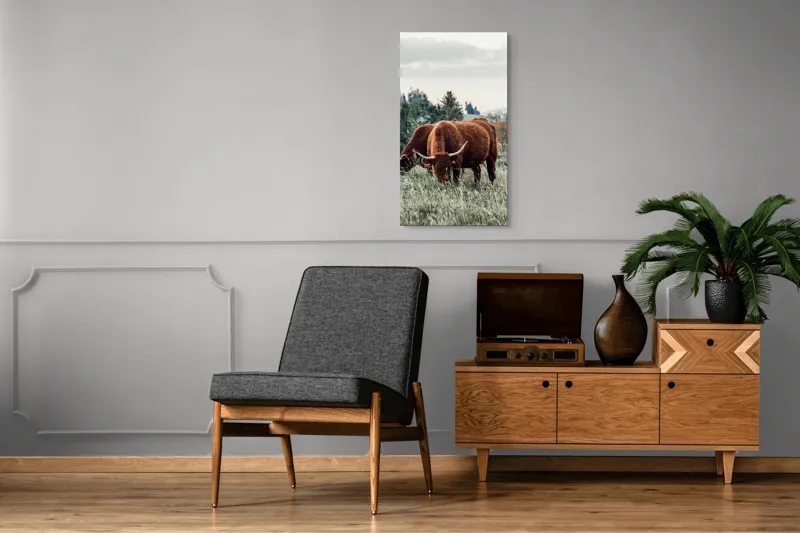 Tablou Canvas, "Bivoli păscând pe dealuri verzi", 50 x 90 cm – poza 8
