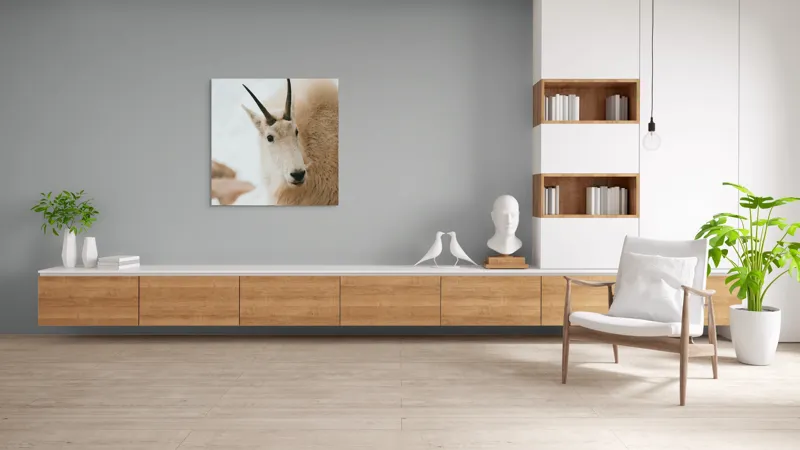 Tablou Canvas, "Capra montană în zăpadă imaculată", 100 x 100 cm – poza 8