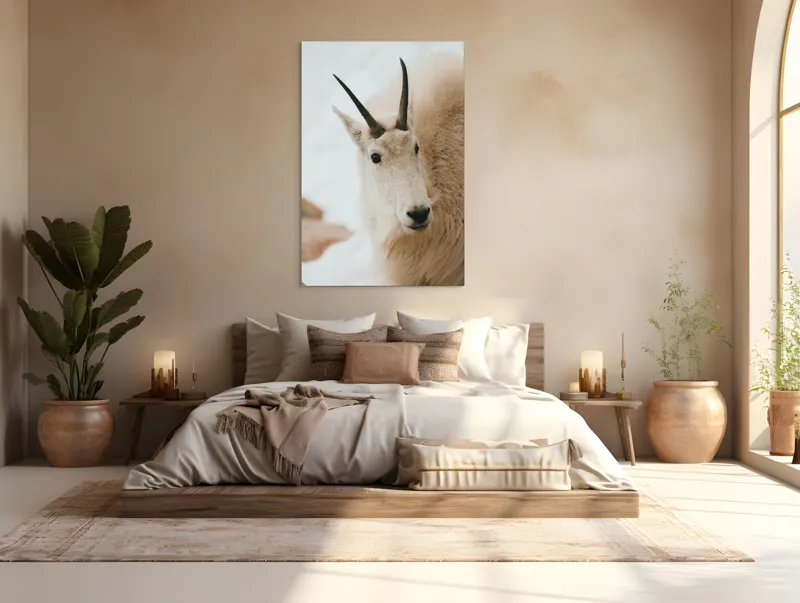 Tablou Canvas, "Capra montană în zăpadă imaculată", 100 x 150 cm – poza 3