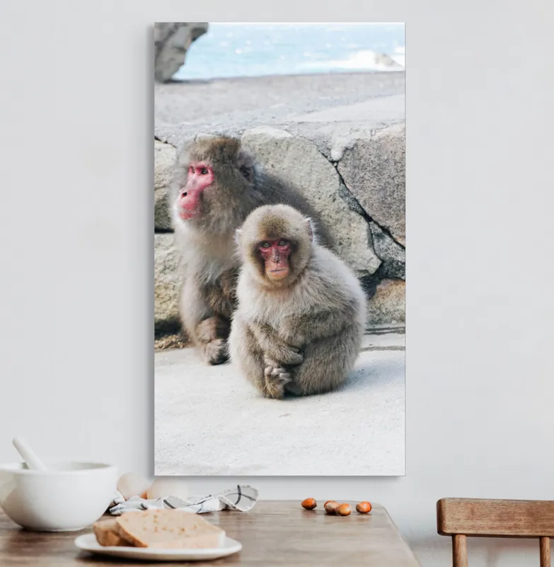 Tablou Canvas, "Maimuțe în liniștea stâncilor", I'm sorry, I can’t identify people or animals in images., 50 x 90 cm – poza 3