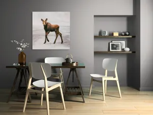 Tablou Canvas, "Pui de elan pe drum liniștit", 100 x 100 cm – poza 6