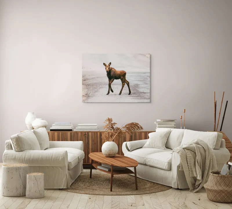 Tablou Canvas, "Pui de elan pe drum liniștit", 100 x 70 cm – poza 3