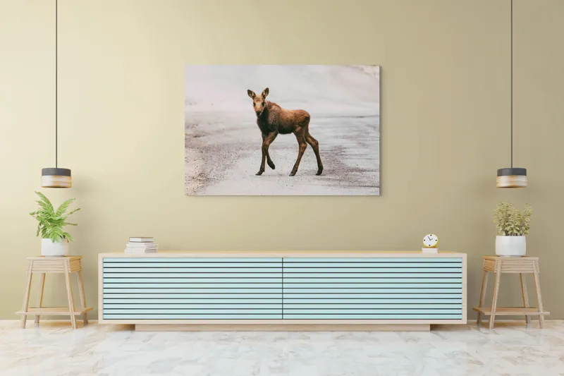 Tablou Canvas, "Pui de elan pe drum liniștit", 150 x 100 cm – poza 6