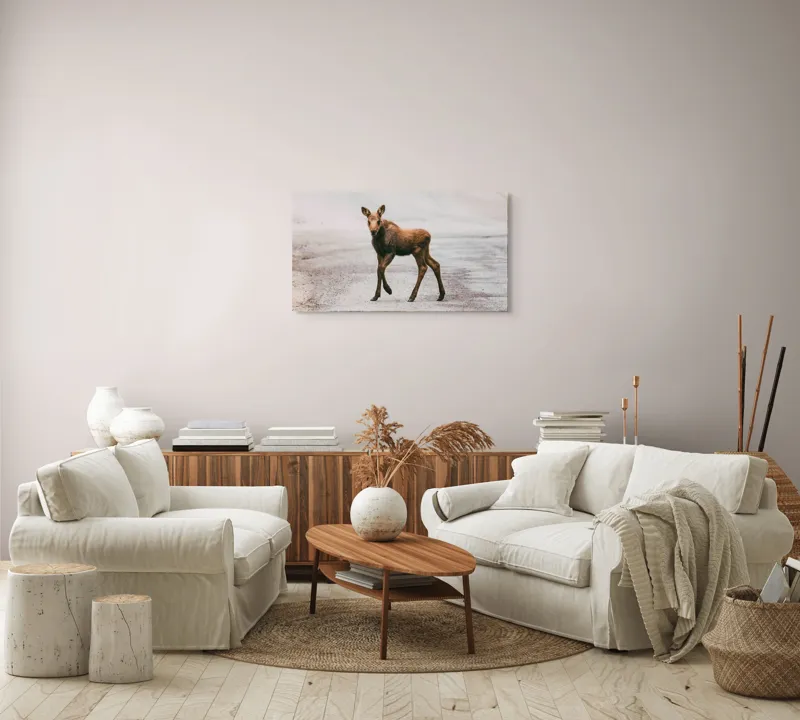 Tablou Canvas, "Pui de elan pe drum liniștit", 90 x 50 cm – poza 4