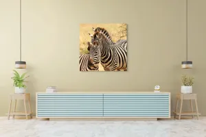 Tablou Canvas, "Trei zebre în savana africană", 100 x 100 cm – poza 5