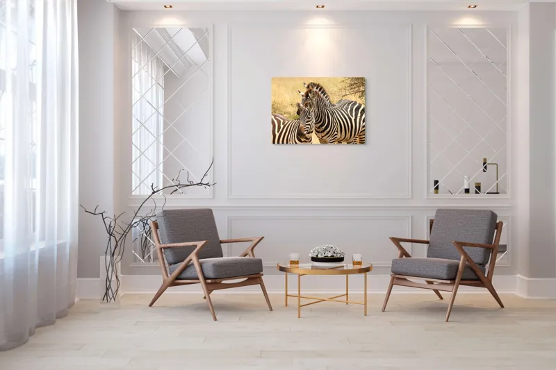 Tablou Canvas, "Trei zebre în savana africană", 100 x 70 cm – poza 5