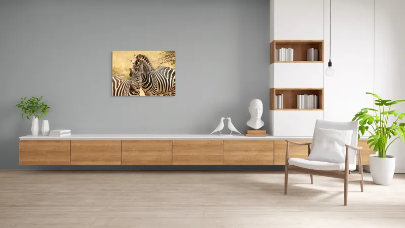 Tablou Canvas, "Trei zebre în savana africană", 100 x 70 cm – poza 6