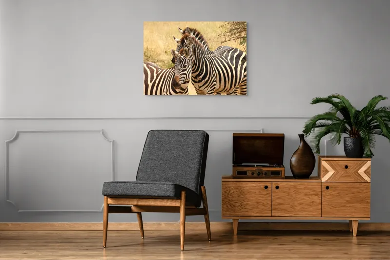 Tablou Canvas, "Trei zebre în savana africană", 100 x 70 cm – poza 8