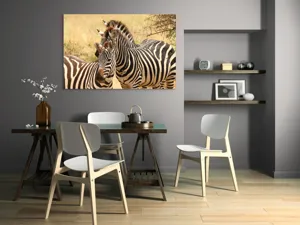 Tablou Canvas, "Trei zebre în savana africană", 150 x 100 cm – poza 5
