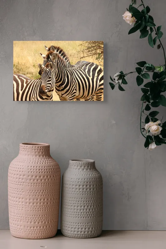 Tablou Canvas, "Trei zebre în savana africană", 39 x 26 cm – poza 4