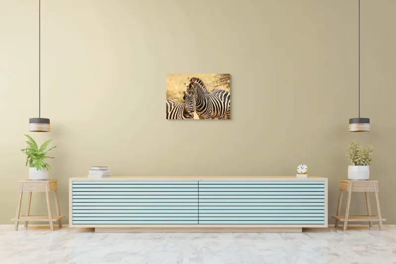 Tablou Canvas, "Trei zebre în savana africană", 70 x 50 cm – poza 7