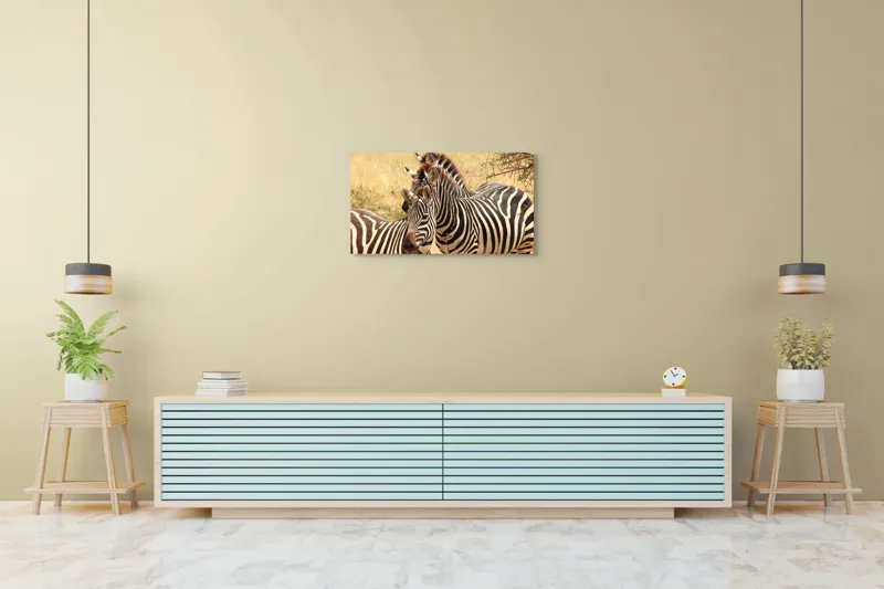 Tablou Canvas, "Trei zebre în savana africană", 90 x 50 cm – poza 5