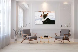 Tablou Canvas, "Câine în zăpadă privind cerul", 150 x 100 cm – poza 7