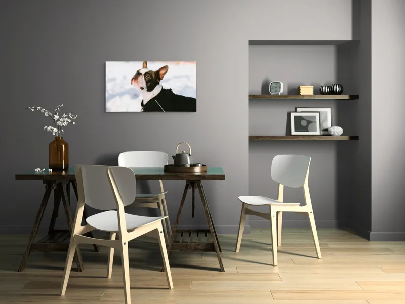 Tablou Canvas, "Câine în zăpadă privind cerul", 90 x 50 cm – poza 3