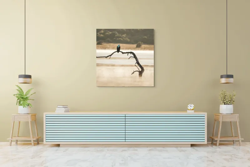 Tablou Canvas, "Vulturul solitar în zori de ceață", Pace, Singurătate, Frumusețe, Calm, Natură, Libertate, Răsărit, Reflecție, 100 x 100 cm – poza 5