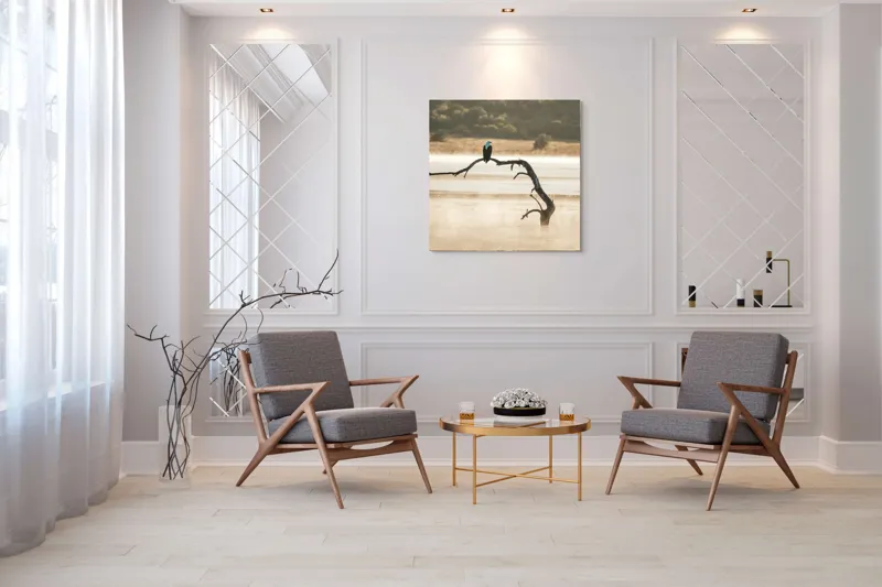 Tablou Canvas, "Vulturul solitar în zori de ceață", Pace, Singurătate, Frumusețe, Calm, Natură, Libertate, Răsărit, Reflecție, 100 x 100 cm – poza 7