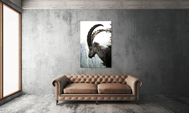 Tablou Canvas, "Capra neagră privind orizonturile montane", Majestic, Solitary, Alpine, Rugged, Watchful, Natural, 100 x 150 cm – poza 6