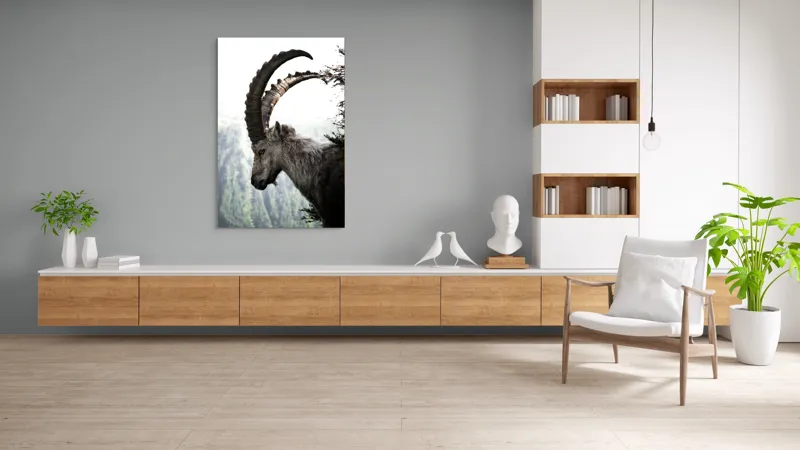 Tablou Canvas, "Capra neagră privind orizonturile montane", Majestic, Solitary, Alpine, Rugged, Watchful, Natural, 100 x 150 cm – poza 8