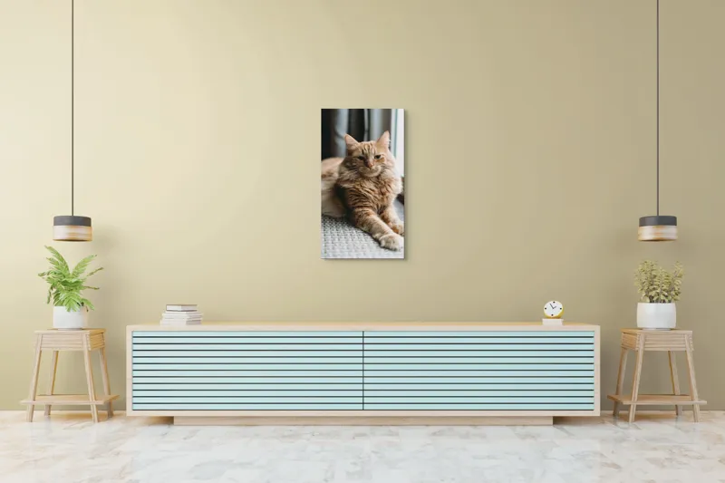 Tablou Canvas, "Pisica somnolentă lângă fereastră", Pisică, Blană, Portocalie, Relaxare, Fereastră, Privire, Blândă, Eleganță, 50 x 90 cm – poza 6
