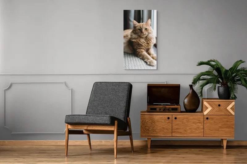 Tablou Canvas, "Pisica somnolentă lângă fereastră", Pisică, Blană, Portocalie, Relaxare, Fereastră, Privire, Blândă, Eleganță, 50 x 90 cm – poza 8