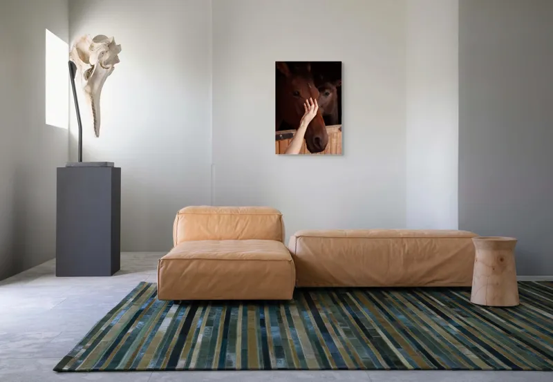 Tablou Canvas, "Mângâierea calului în lumina blândă", 50 x 70 cm – poza 7