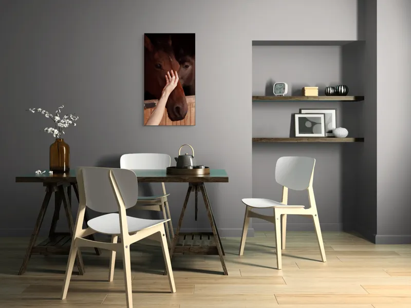 Tablou Canvas, "Mângâierea calului în lumina blândă", 50 x 90 cm – poza 4
