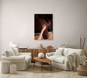 Tablou Canvas, "Mângâierea calului în lumina blândă", 70 x 100 cm – poza 4