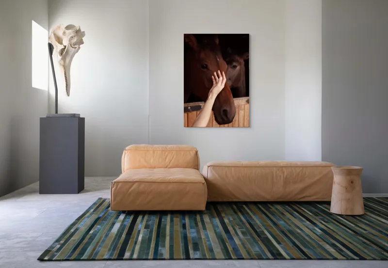 Tablou Canvas, "Mângâierea calului în lumina blândă", 70 x 100 cm – poza 7