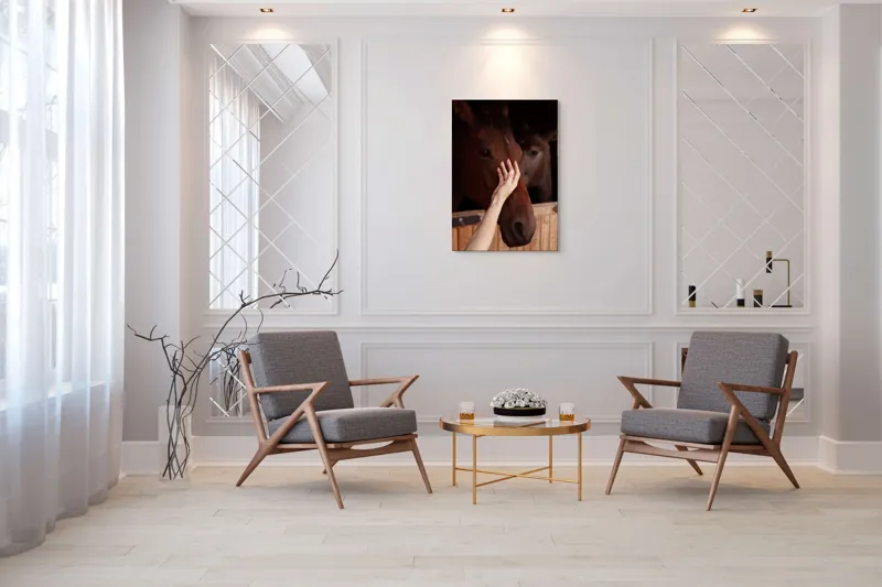 Tablou Canvas, "Mângâierea calului în lumina blândă", 70 x 100 cm – poza 8