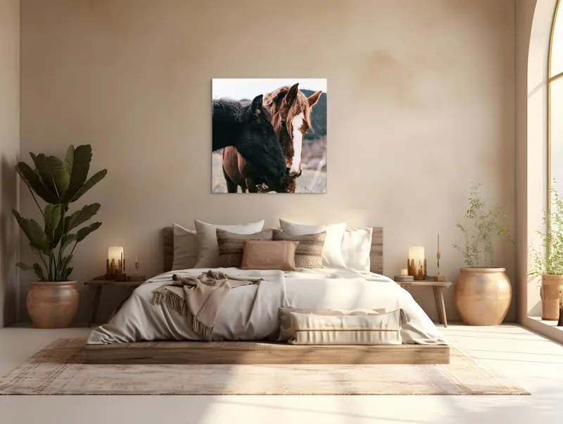 Tablou Canvas, "Prietenie de neclintit între cai", I don't know who they are., 100 x 100 cm – poza 4