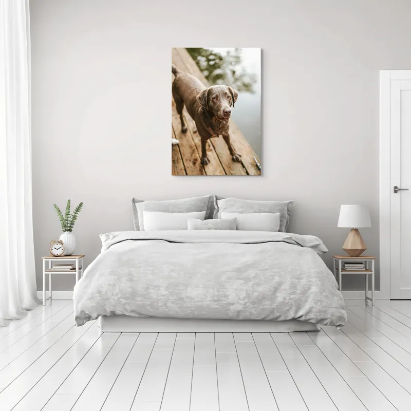 Tablou Canvas, "Câine ud pe malul lacului", 70 x 100 cm – poza 3