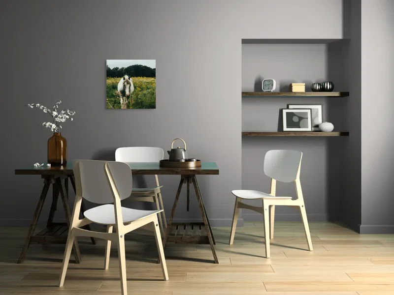Tablou Canvas, "Cal singur printre flori sălbatice", Elegant, Liber, Pastoral, Natură, Serenitate, Vechi, Verdeață, Căldură, Liniște, Sălbatic, 50 x 50 cm – poza 8