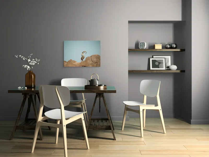 Tablou Canvas, "Capra sălbatică pe stâncă înaltă", Vârf, Cer, Capricorn, Piatră, Privire, Măreție, Natură, 70 x 50 cm – poza 5
