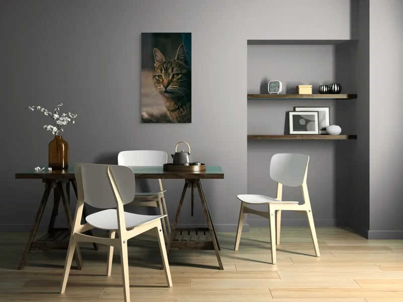 Tablou Canvas, "Pisica pierdută în gânduri", Pisică, Tăcută, Privire, Blândă, Mistică, Blană, Tigru, Nocturnă, 50 x 90 cm – poza 4