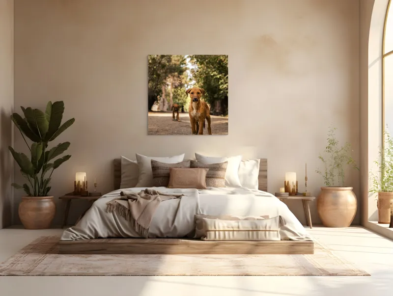 Tablou Canvas, "Cățeii exploratori ai pădurii verzi", 100 x 100 cm – poza 4