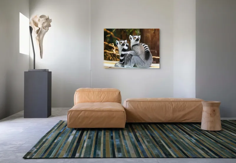 Tablou Canvas, "Lemuri cu priviri curioase în pădure", 100 x 70 cm – poza 7