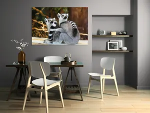 Tablou Canvas, "Lemuri cu priviri curioase în pădure", 150 x 100 cm – poza 5