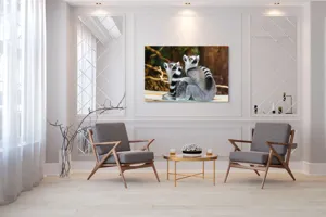 Tablou Canvas, "Lemuri cu priviri curioase în pădure", 150 x 100 cm – poza 7